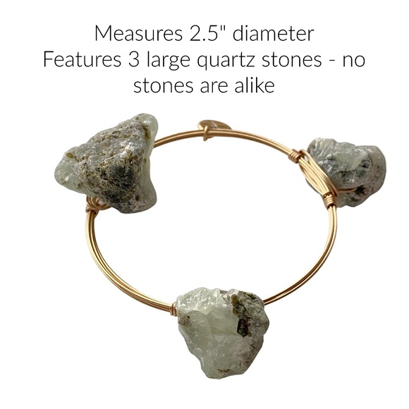 Crystal Wire Bangle Large Green Quartz Stones - Picture 2 of 2